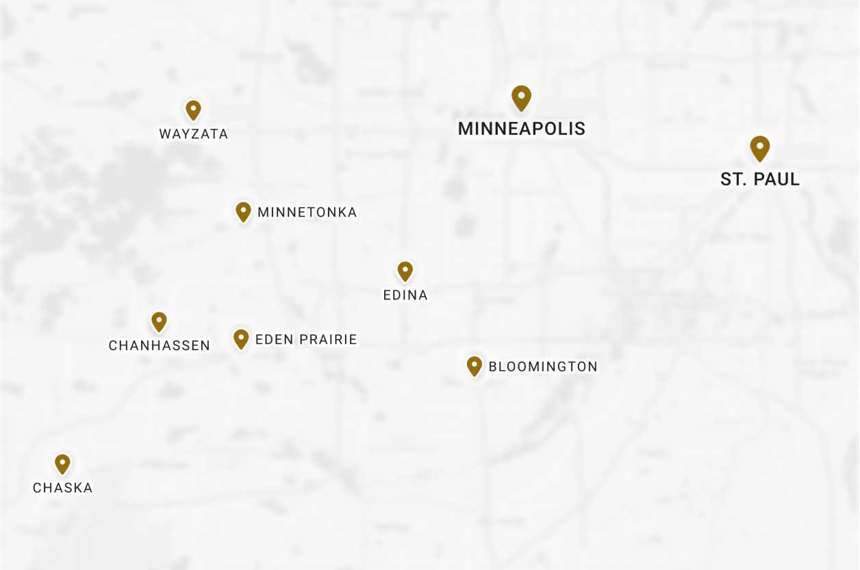 Map showing Minnesota's Twin Cities and surrounding cities